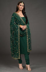 Emerald Green Mukaish- Zardozi Embroidered Kurta Set