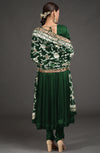 Masterpiece Emerald Green  Floral Parsi Gara Hand Embroidered Dupatta
