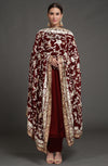 Masterpiece Plum Floral Parsi Gara Hand Embroidered Dupatta
