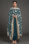 Masterpiece Plum Floral Parsi Gara Hand Embroidered Dupatta