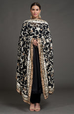 Masterpiece Teal Floral Parsi Gara Hand Embroidered Dupatta