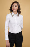 Jeweled Crystal Collar Hand Embroidered Shirt