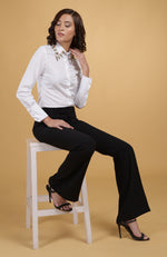 Jeweled Crystal Collar Hand Embroidered Shirt