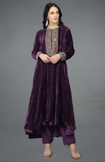 Seaport Blue Kashmiri Kashidakari Hand Embroidered Kalidaar Kurta Set