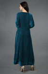 Seaport Blue Kashmiri Kashidakari Hand Embroidered Kalidaar Kurta Set
