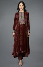 Cabernet Kashmiri Kashidakari Hand Embroidered Kalidaar Kurta Set
