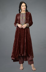 Cabernet Kashmiri Kashidakari Hand Embroidered Kalidaar Kurta Set