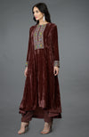 Cabernet Kashmiri Kashidakari Hand Embroidered Kalidaar Kurta Set