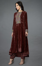 Cabernet Kashmiri Kashidakari Hand Embroidered Kalidaar Kurta Set
