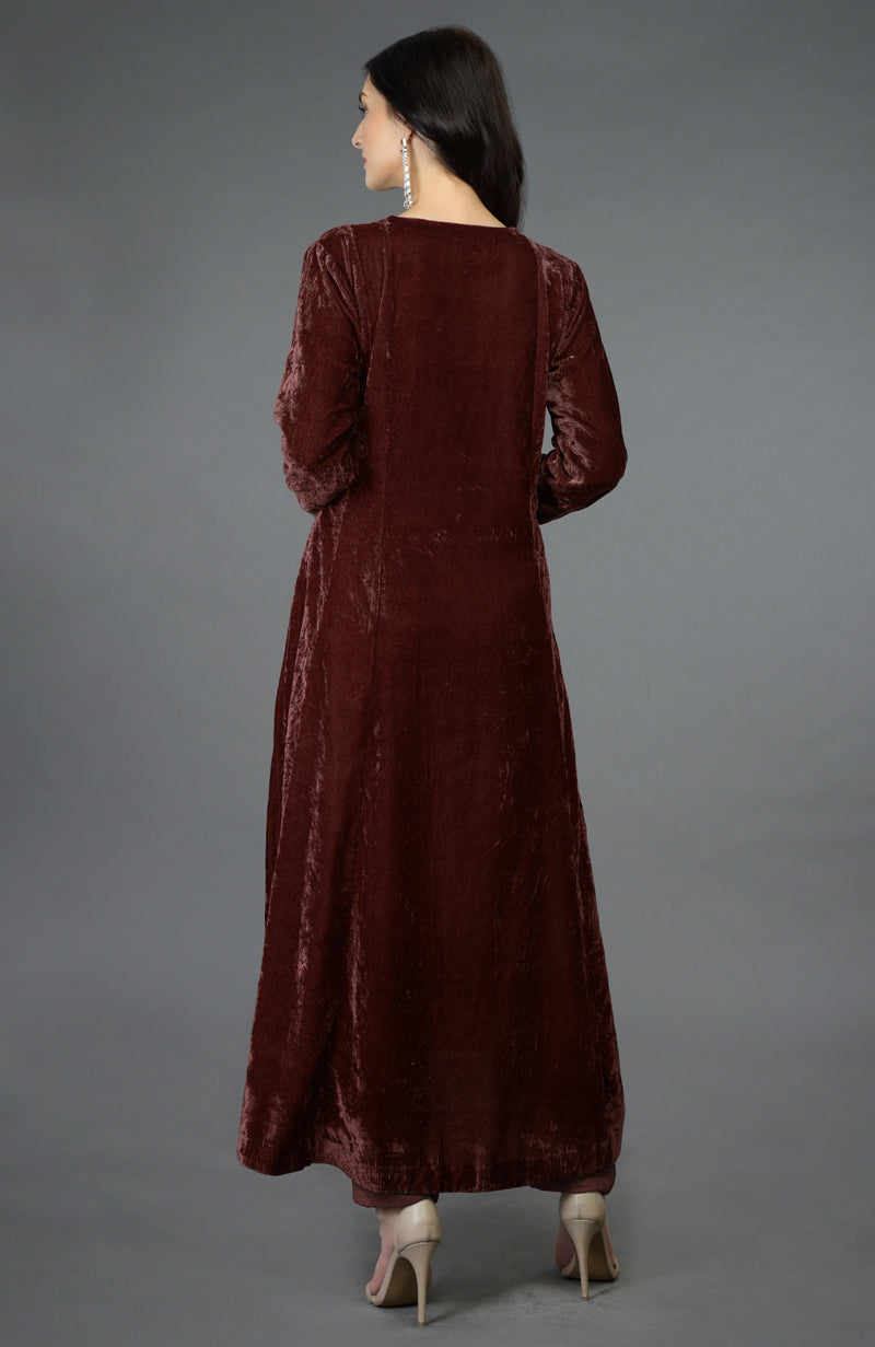 Cabernet Kashmiri Kashidakari Hand Embroidered Kalidaar Kurta Set