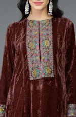 Cabernet Kashmiri Kashidakari Hand Embroidered Kalidaar Kurta Set