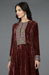 Cabernet Kashmiri Kashidakari Hand Embroidered Kalidaar Kurta Set