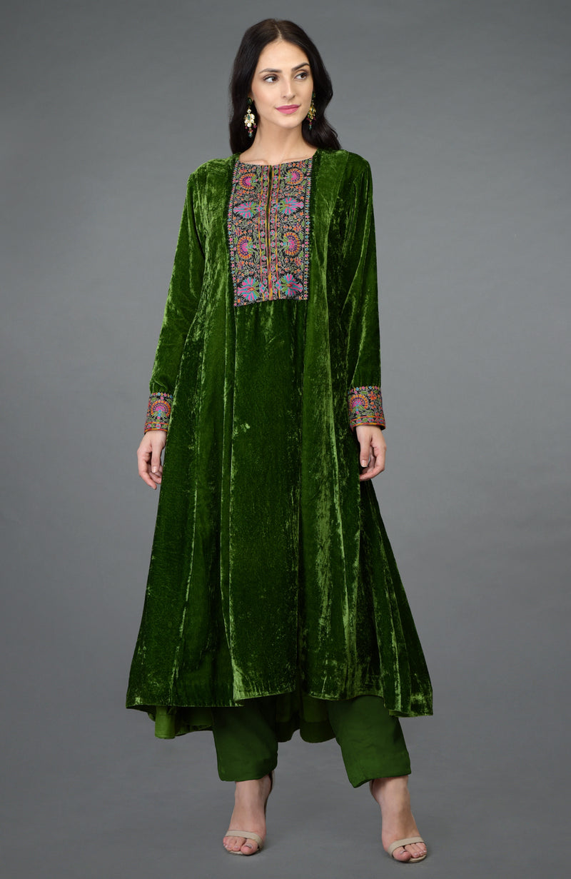 Hawaiian Sunset Kashmiri Kashidakari Hand Embroidered Kurta Set