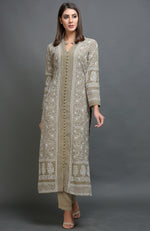 Kentucky Blue Chikankari Embroidered Jacket Set