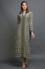 Kentucky Blue Chikankari Embroidered Jacket Set