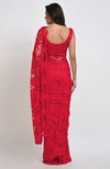 Temptation Red Chantilly Lace Saree Set