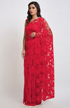 Temptation Red Chantilly Lace Saree Set