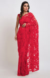 Temptation Red Chantilly Lace Saree Set