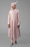 Pale Pink Chikankari Embroidered Angrakha Kurta Set