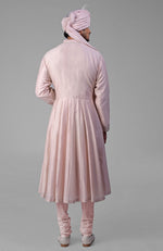 Pale Pink Chikankari Embroidered Angrakha Kurta Set