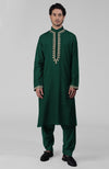Teal Kashmiri Tilla Hand Embroidered Kurta Set