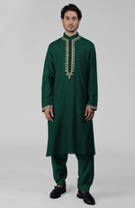 Teal Kashmiri Tilla Hand Embroidered Kurta Set