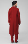Red Kashmiri Tilla Hand Embroidered Kurta Set
