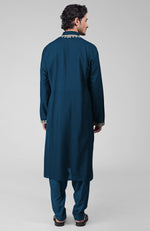 Teal Kashmiri Tilla Hand Embroidered Kurta Set