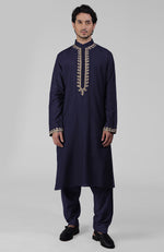 Classic Black Kashmiri Tilla Hand Embroidered Kurta Set
