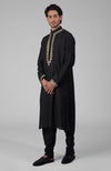 Classic Black Kashmiri Tilla Hand Embroidered Kurta Set