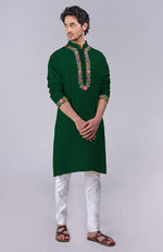 Maroon Parsi Gara Embroidered Kurta