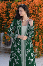 Emerald Green Parsi Gara Embroidered Jacket Set