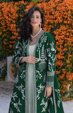 Maroon Parsi Gara Embroidered Jacket Set
