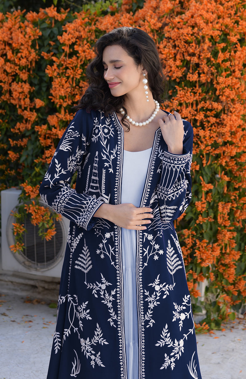 Maroon Parsi Gara Embroidered Jacket Set