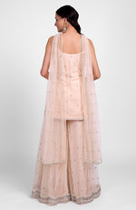 Champagne Pink Bead Sequin Hand Embroidered Sharara Set