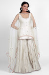 Off-White Hand Embroidered Sharara Set with Cape Dupatta