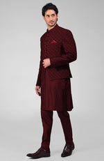 Maroon Embroidered Bandhgala Jacket