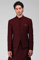 Maroon Embroidered Bandhgala Jacket