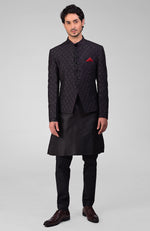 Maroon Embroidered Bandhgala Jacket