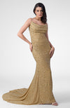 Cleopatra Gold Hand Embroidered Chiffon Mermaid Gown