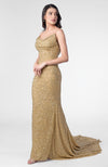 Cleopatra Gold Hand Embroidered Chiffon Mermaid Gown