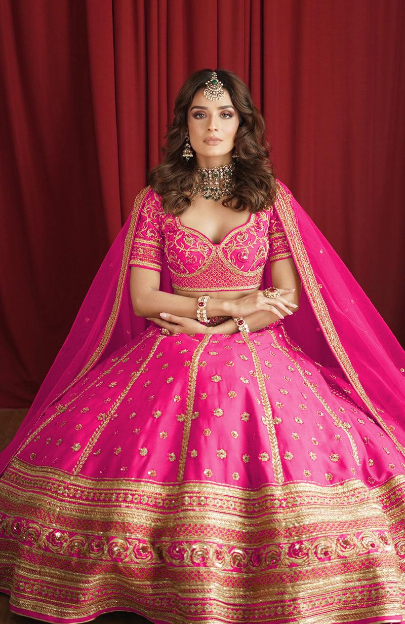 Why I Love Thee Fuchsia Fedora Lehenga Set