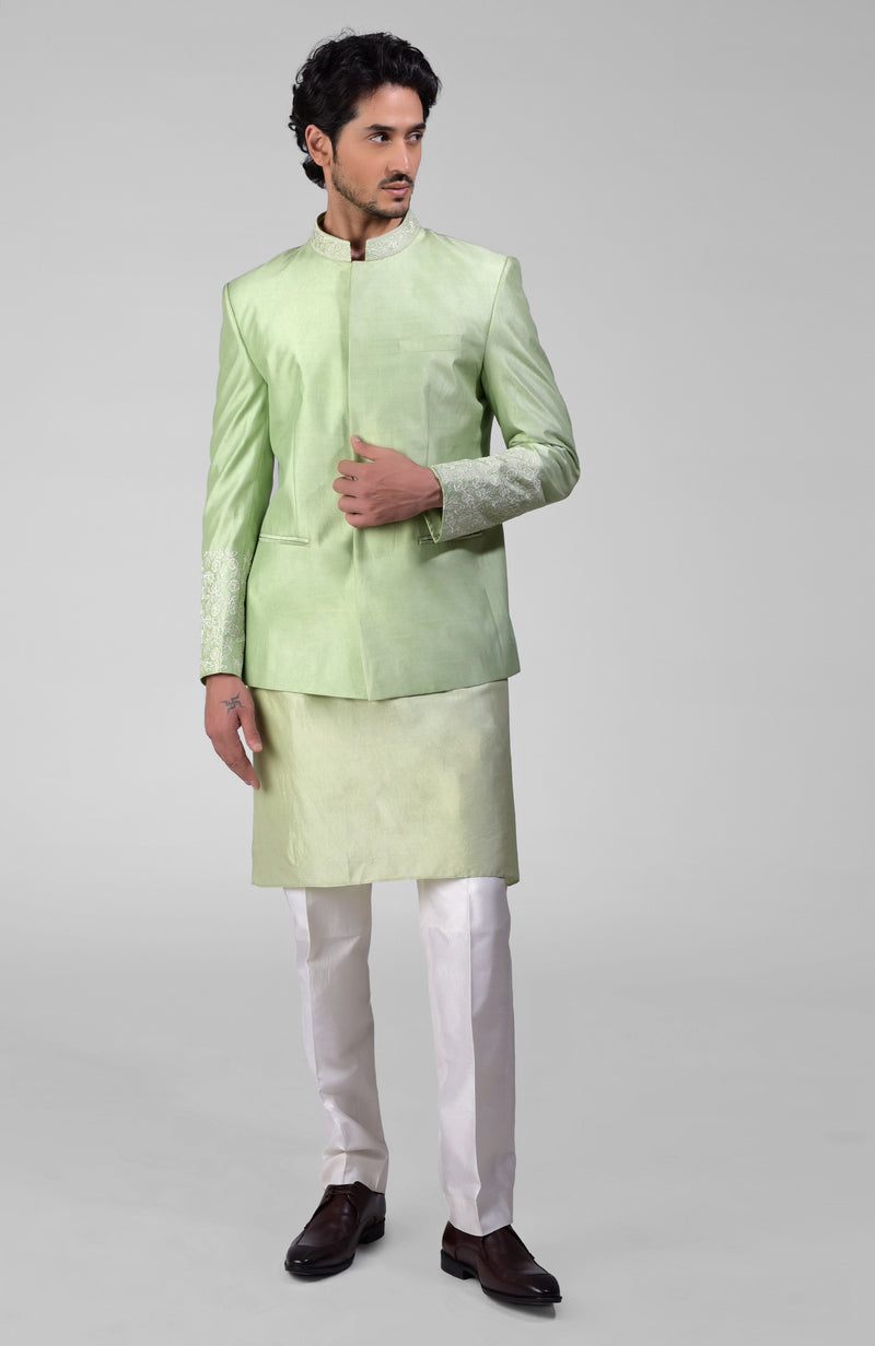 Elderberry Silk Thread Embroidered Jacket Set