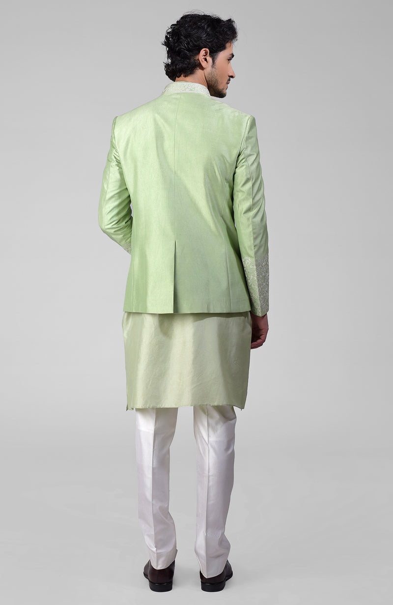 Sage Green Embroidered Jacket Set