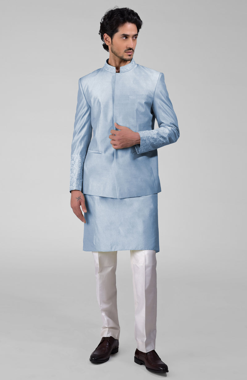 Elderberry Silk Thread Embroidered Jacket Set