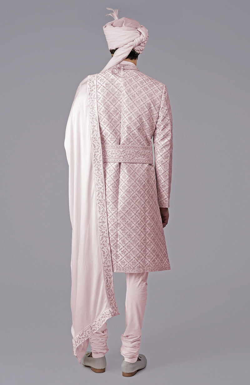 I Loved You First Light Pink Embroidered Sherwani Set