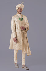 I Loved You First Nude Gold Embroidered Sherwani Set