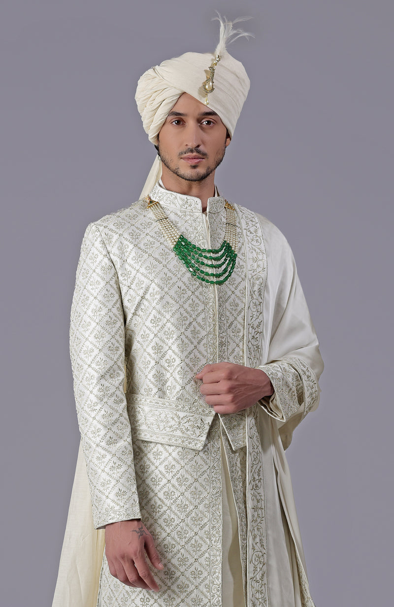 I Loved You First Ivory Embroidered Sherwani Set
