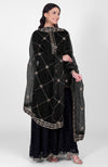 Black Phulkari Anarkali With Gota Kasab Dupatta