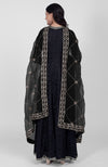 Black Phulkari Anarkali With Gota Kasab Dupatta